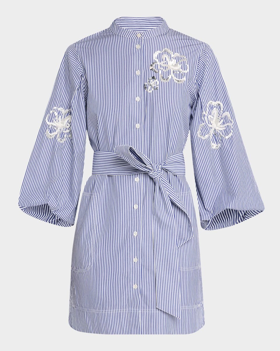 Madelyn Sequined Stripe Shirtdress
